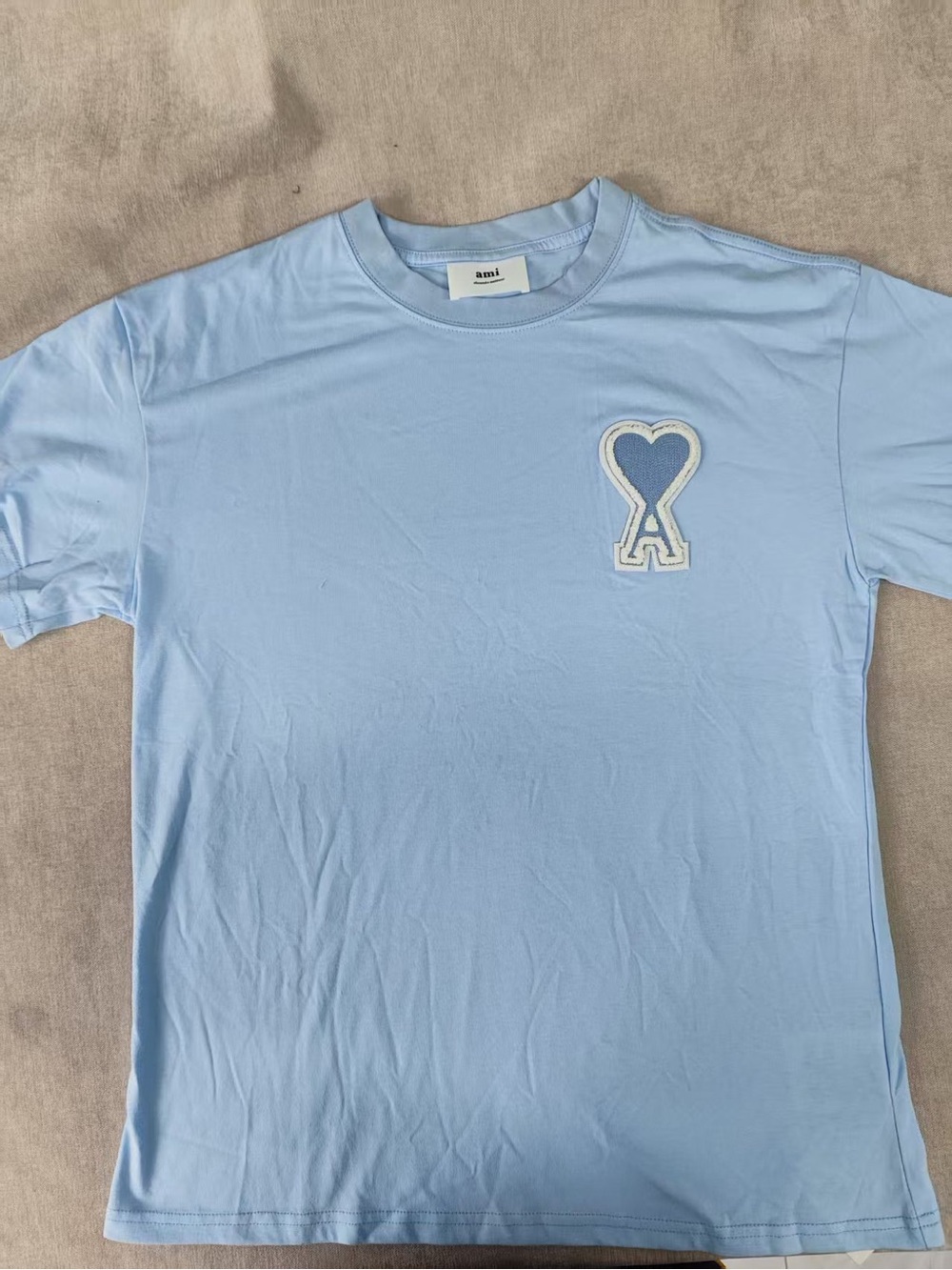 Ami Light Blue Heart Patch T-Shirt